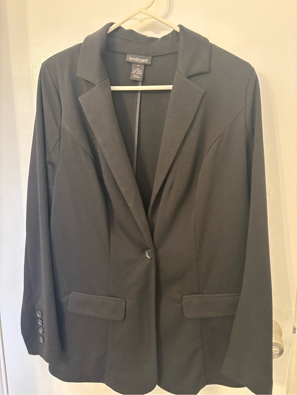 Lane Bryant Black Single-Button Blazer with Notch Lapel